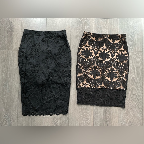 Elegant Black Lace Skirt H&M set of 2 pencil skirts 6 small - Picture 5 of 5